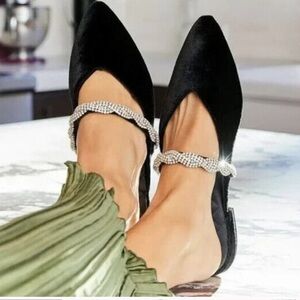 Birdies black velvet flats 40.5